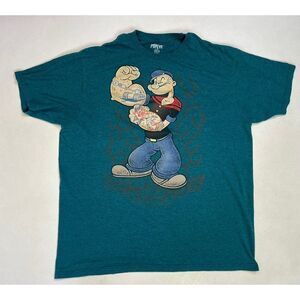 Popeye Graphic T-shirt Men XL Green Short Sleeve